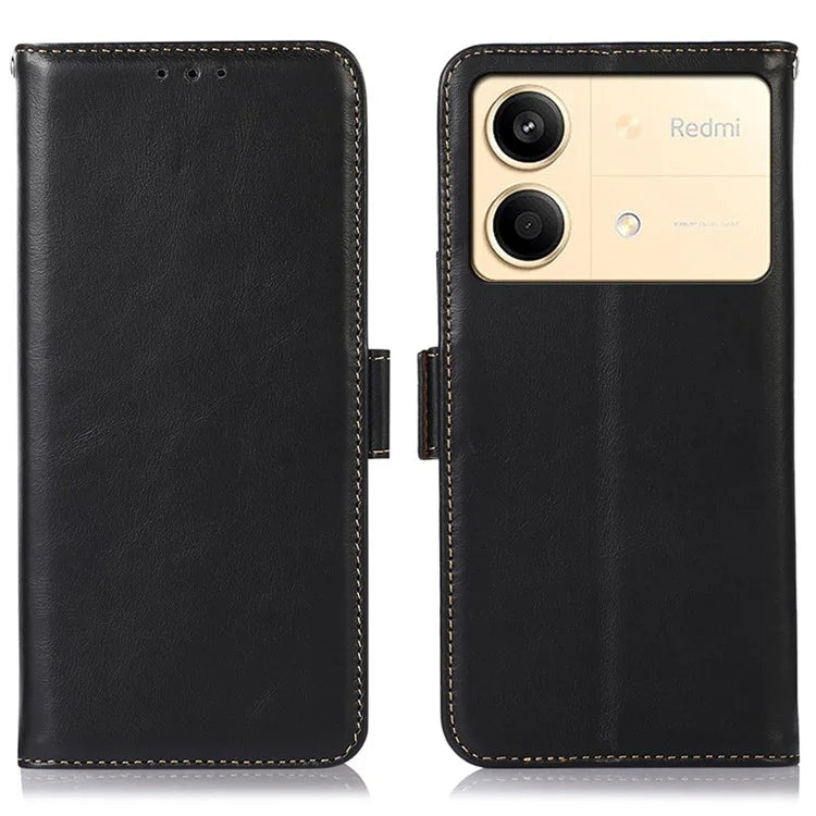 For Xiaomi Redmi Note 13R Pro 5G Genuine Cow Leather Case RFID Blocking Wallet Cover