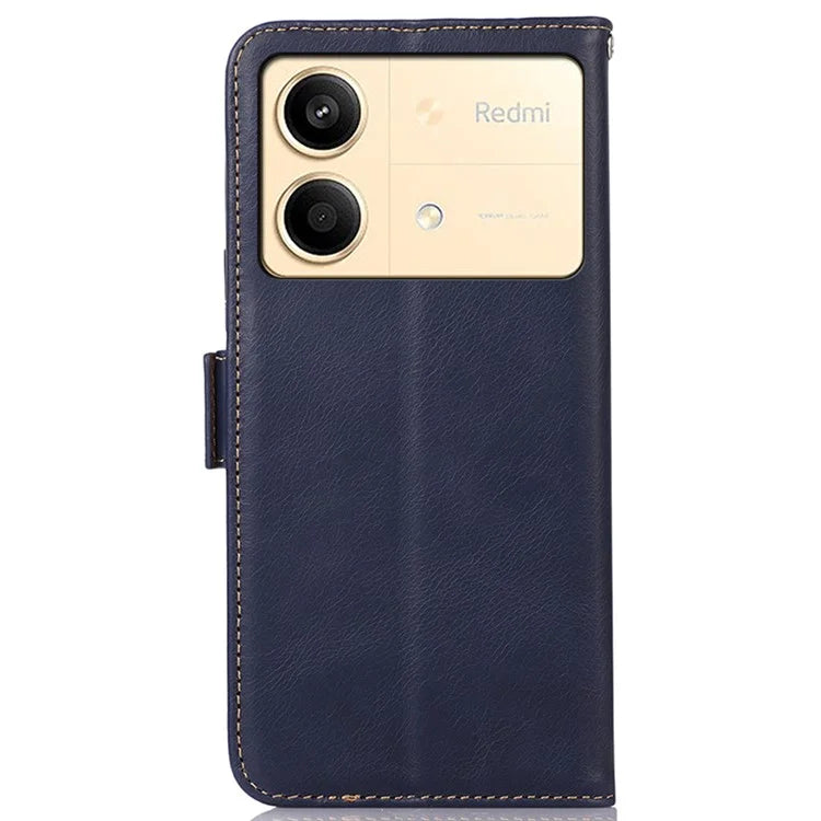 For Xiaomi Redmi Note 13R Pro 5G Genuine Cow Leather Case RFID Blocking Wallet Cover
