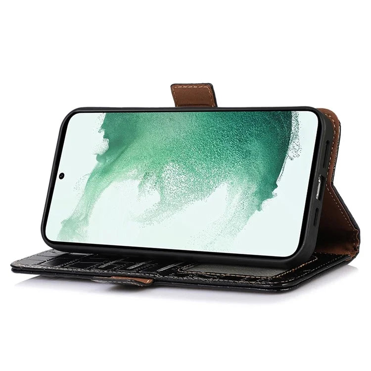 For Samsung Galaxy Xcover 7 Wallet Case RFID Blocking Genuine Cow Leather Cover