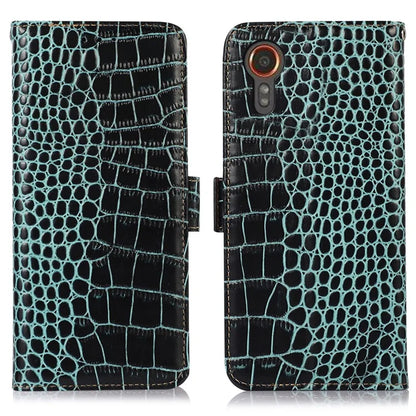 For Samsung Galaxy Xcover 7 Wallet Case RFID Blocking Genuine Cow Leather Cover