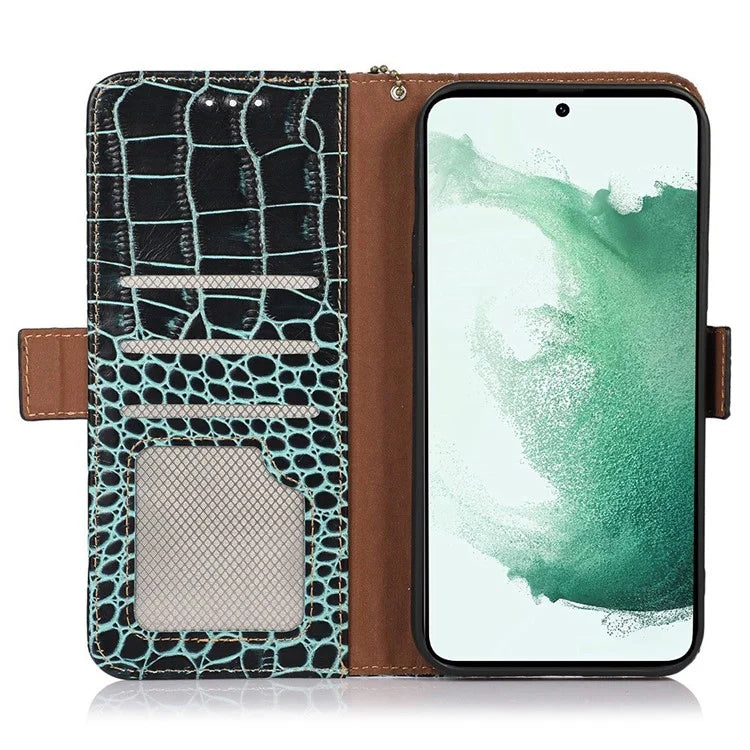 For Samsung Galaxy Xcover 7 Wallet Case RFID Blocking Genuine Cow Leather Cover