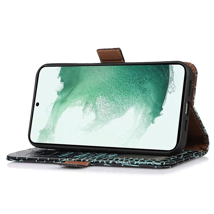 For Samsung Galaxy Xcover 7 Wallet Case RFID Blocking Genuine Cow Leather Cover