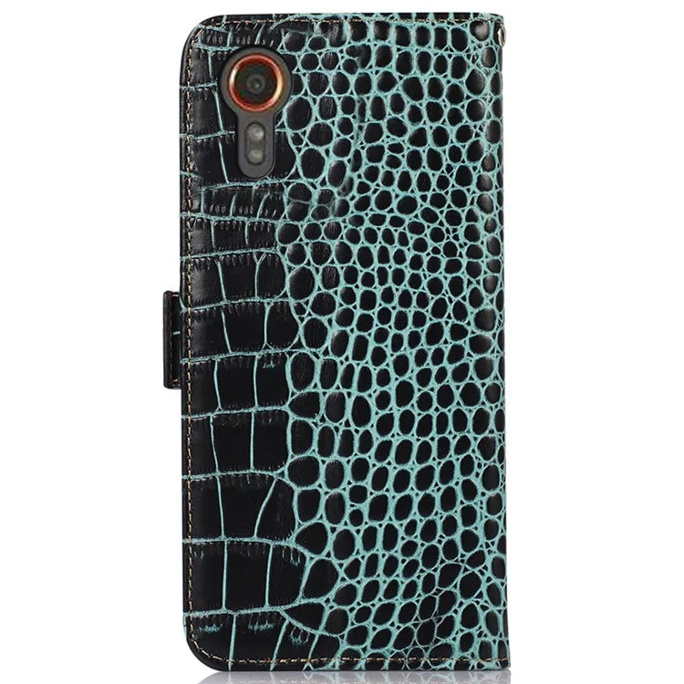 For Samsung Galaxy Xcover 7 Wallet Case RFID Blocking Genuine Cow Leather Cover