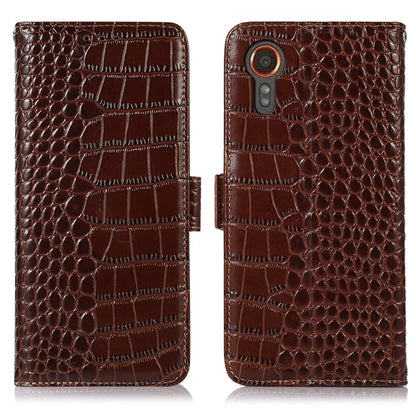 For Samsung Galaxy Xcover 7 Wallet Case RFID Blocking Genuine Cow Leather Cover