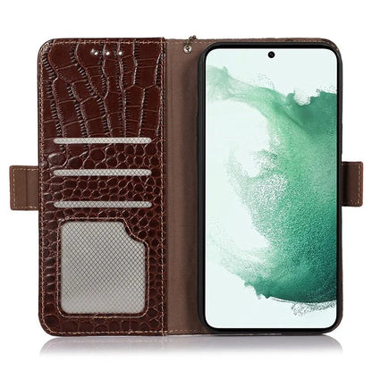 For Samsung Galaxy Xcover 7 Wallet Case RFID Blocking Genuine Cow Leather Cover