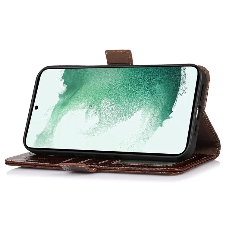 For Samsung Galaxy Xcover 7 Wallet Case RFID Blocking Genuine Cow Leather Cover