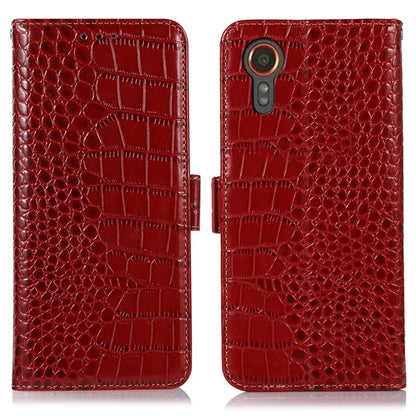 For Samsung Galaxy Xcover 7 Wallet Case RFID Blocking Genuine Cow Leather Cover
