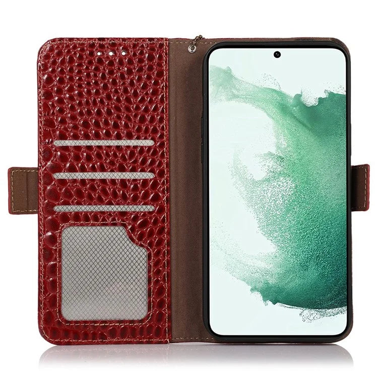 For Samsung Galaxy Xcover 7 Wallet Case RFID Blocking Genuine Cow Leather Cover