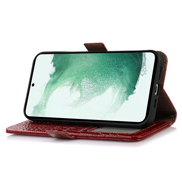 For Samsung Galaxy Xcover 7 Wallet Case RFID Blocking Genuine Cow Leather Cover