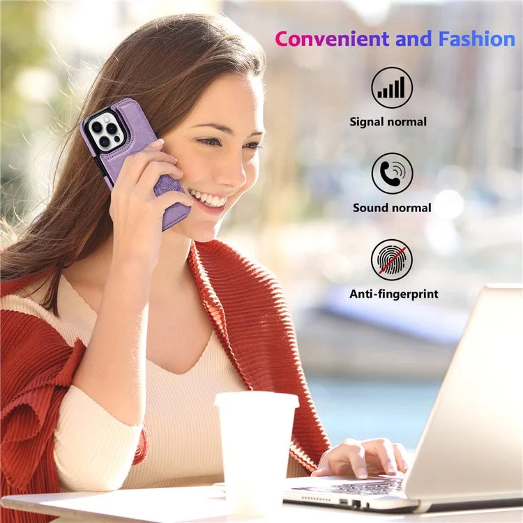 For iPhone 14 Pro Cell Phone Case Mandala Imprinted Drop Proof PU Leather+TPU Cover