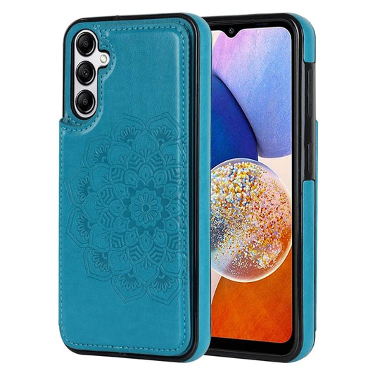 For Samsung Galaxy A14 5G Leather+TPU Case Kickstand Imprinted Mandala Flower Phone Shell