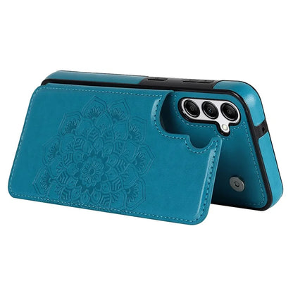 For Samsung Galaxy A14 5G Leather+TPU Case Kickstand Imprinted Mandala Flower Phone Shell