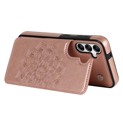 For Samsung Galaxy A14 5G Leather+TPU Case Kickstand Imprinted Mandala Flower Phone Shell