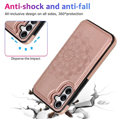 For Samsung Galaxy A14 5G Leather+TPU Case Kickstand Imprinted Mandala Flower Phone Shell