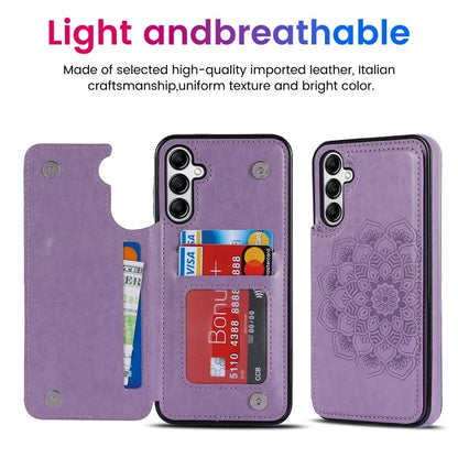 For Samsung Galaxy A14 5G Leather+TPU Case Kickstand Imprinted Mandala Flower Phone Shell