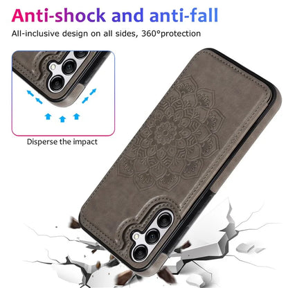 For Samsung Galaxy A14 5G Leather+TPU Case Kickstand Imprinted Mandala Flower Phone Shell