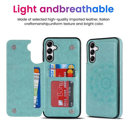 For Samsung Galaxy A15 5G Magnetic Phone Case Imprinted Mandala Flower Card Slots Cover