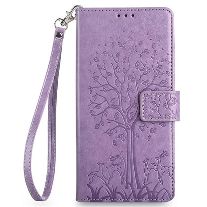 For Samsung Galaxy A15 4G / A15 5G Magnetic Case Imprinted Deer Tree Pattern Cover with Hand Strap