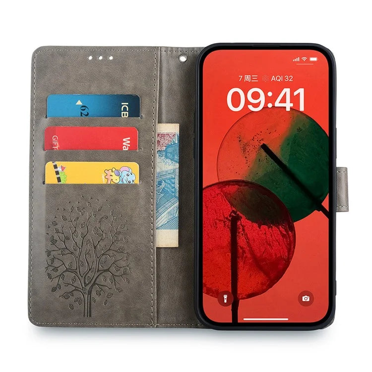 For Samsung Galaxy A15 4G / A15 5G Magnetic Case Imprinted Deer Tree Pattern Cover with Hand Strap