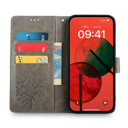 For Samsung Galaxy A15 4G / A15 5G Magnetic Case Imprinted Deer Tree Pattern Cover with Hand Strap