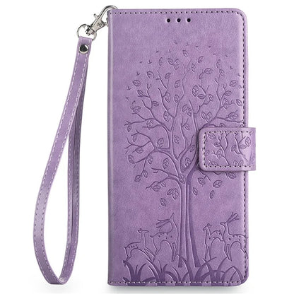 For OnePlus 12 5G Leather Case Imprinted Deer Tree Pattern Card Slots Wallet Phone Guard Cover