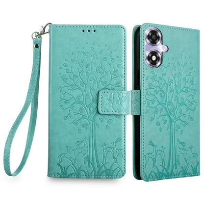 For Oppo A2x 5G / A2m 5G Case Imprinted Deer Tree Pattern Shockproof Stand Mobile Phone Cover