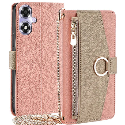 For Oppo A2x 5G / A2m 5G Magnetic Case Crossbody PU Leather Zipper Wallet Cell Phone Cover