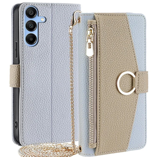 For Samsung Galaxy A15 4G / A15 5G Crossbody Case Leather Wallet Zipper Pocket Smart Phone Cover