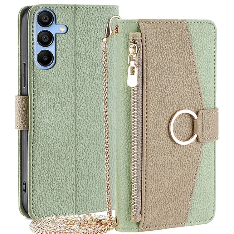 For Samsung Galaxy A15 4G / A15 5G Crossbody Case Leather Wallet Zipper Pocket Smart Phone Cover