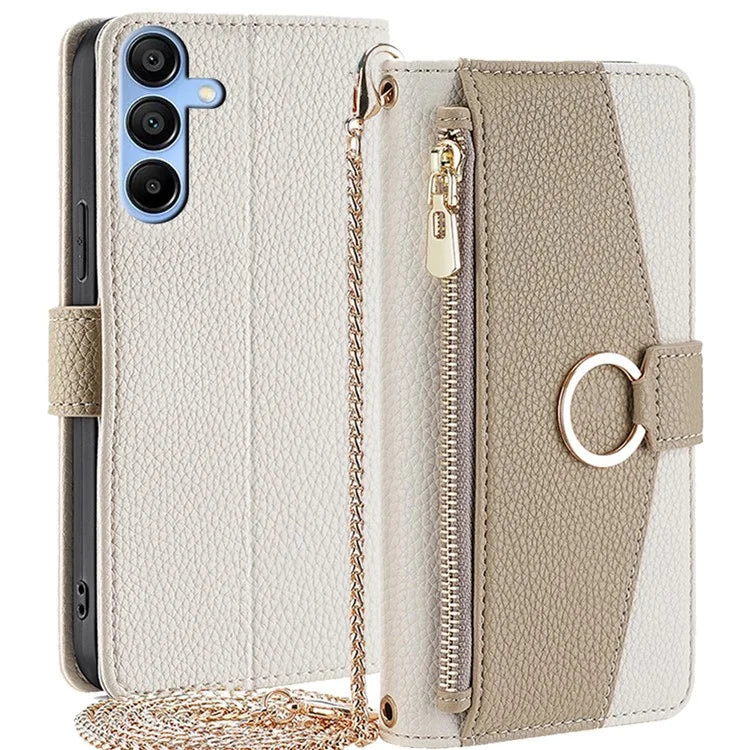 For Samsung Galaxy A15 4G / A15 5G Crossbody Case Leather Wallet Zipper Pocket Smart Phone Cover