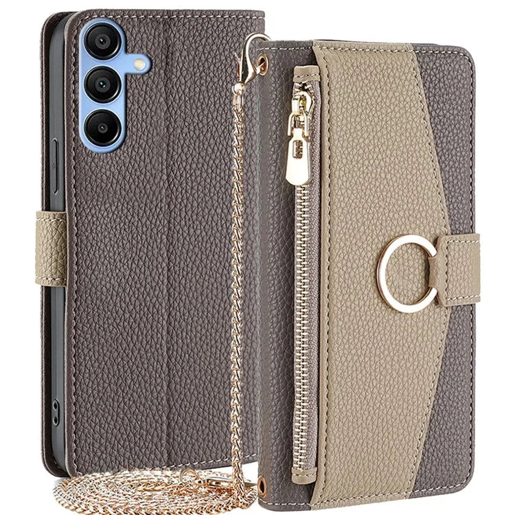 For Samsung Galaxy A15 4G / A15 5G Crossbody Case Leather Wallet Zipper Pocket Smart Phone Cover