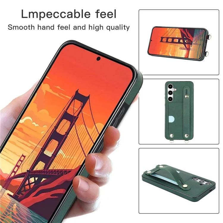 For Samsung Galaxy S24 Case Card Slot PU Leather+TPU Scratch-resistant Phone Shell