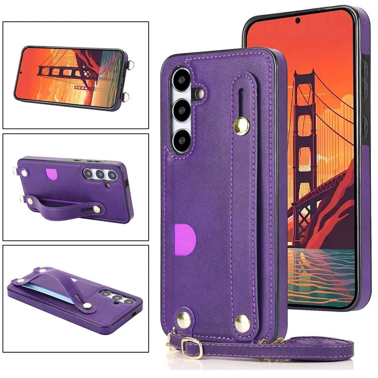For Samsung Galaxy S24 Case Card Slot PU Leather+TPU Scratch-resistant Phone Shell