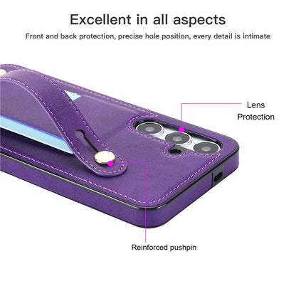 For Samsung Galaxy S24 Case Card Slot PU Leather+TPU Scratch-resistant Phone Shell
