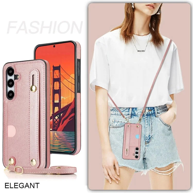 For Samsung Galaxy S24 Case Card Slot PU Leather+TPU Scratch-resistant Phone Shell