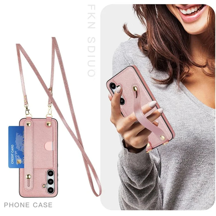 For Samsung Galaxy S24 Case Card Slot PU Leather+TPU Scratch-resistant Phone Shell