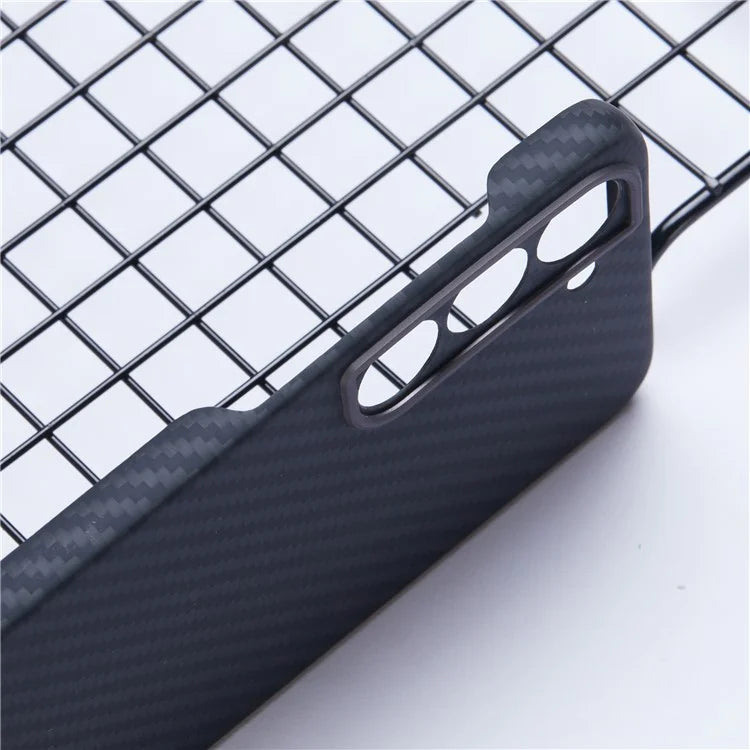 For Samsung Galaxy S22 5G Aramid Fiber Case 1500D Texture Black Phone Cover with Metal Lens Frame