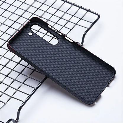 For Samsung Galaxy S22 5G Protective Case 1500D Texture Aramid Fiber Phone Cover, Black / Red