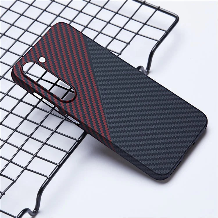 For Samsung Galaxy S22 5G Protective Case 1500D Texture Aramid Fiber Phone Cover, Black / Red