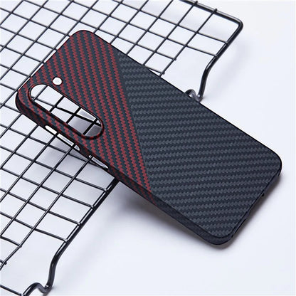 For Samsung Galaxy S22 5G Protective Case 1500D Texture Aramid Fiber Phone Cover, Black / Red