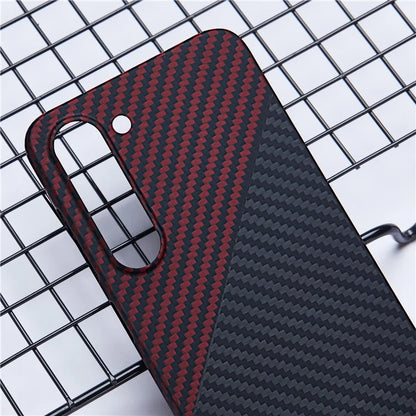 For Samsung Galaxy S22 5G Protective Case 1500D Texture Aramid Fiber Phone Cover, Black / Red