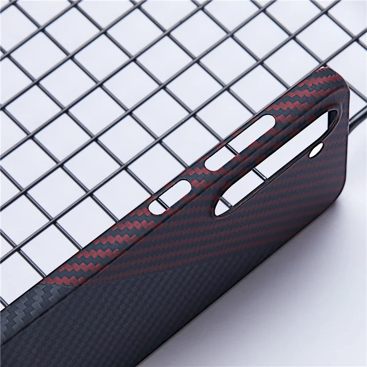 For Samsung Galaxy S22 5G Protective Case 1500D Texture Aramid Fiber Phone Cover, Black / Red