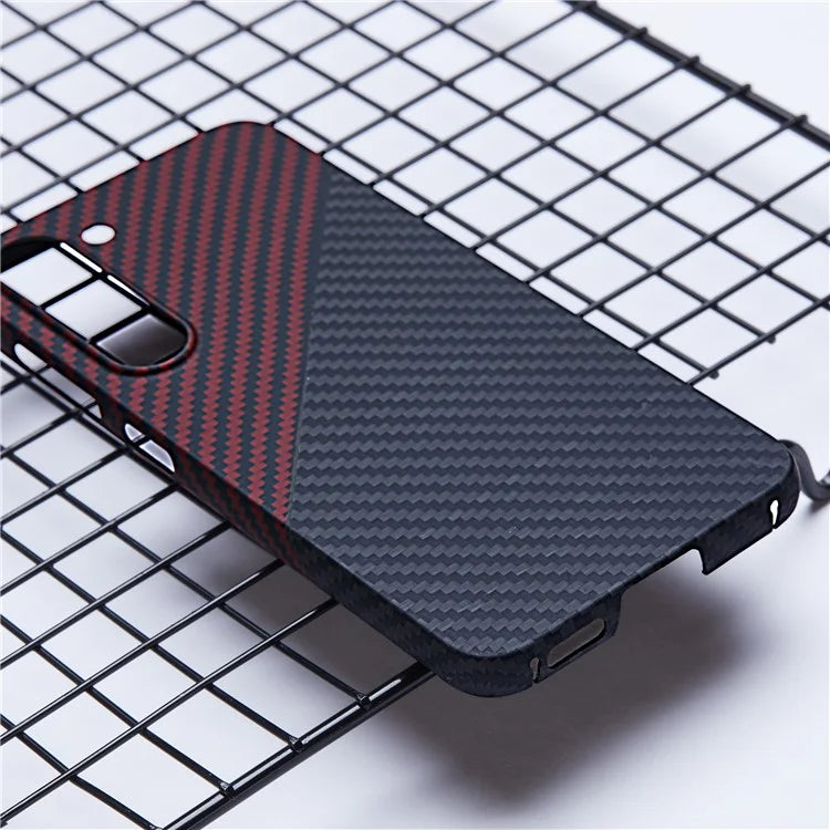 For Samsung Galaxy S22 5G Protective Case 1500D Texture Aramid Fiber Phone Cover, Black / Red