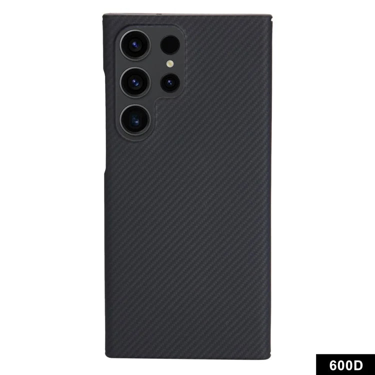 For Samsung Galaxy S22 Ultra 5G Slim Case 600D Fine Texture Aramid Fiber Black Phone Cover