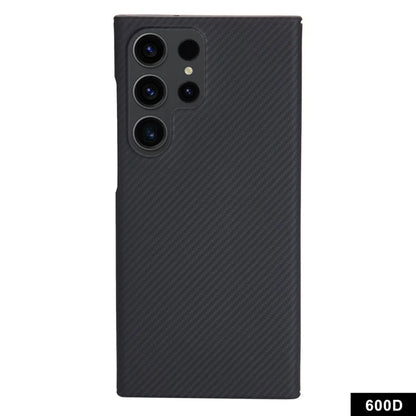 For Samsung Galaxy S22 Ultra 5G Slim Case 600D Fine Texture Aramid Fiber Black Phone Cover