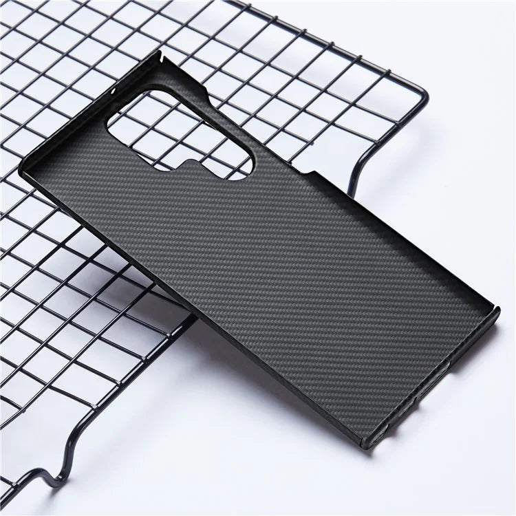 For Samsung Galaxy S22 Ultra 5G Slim Case 600D Fine Texture Aramid Fiber Black Phone Cover