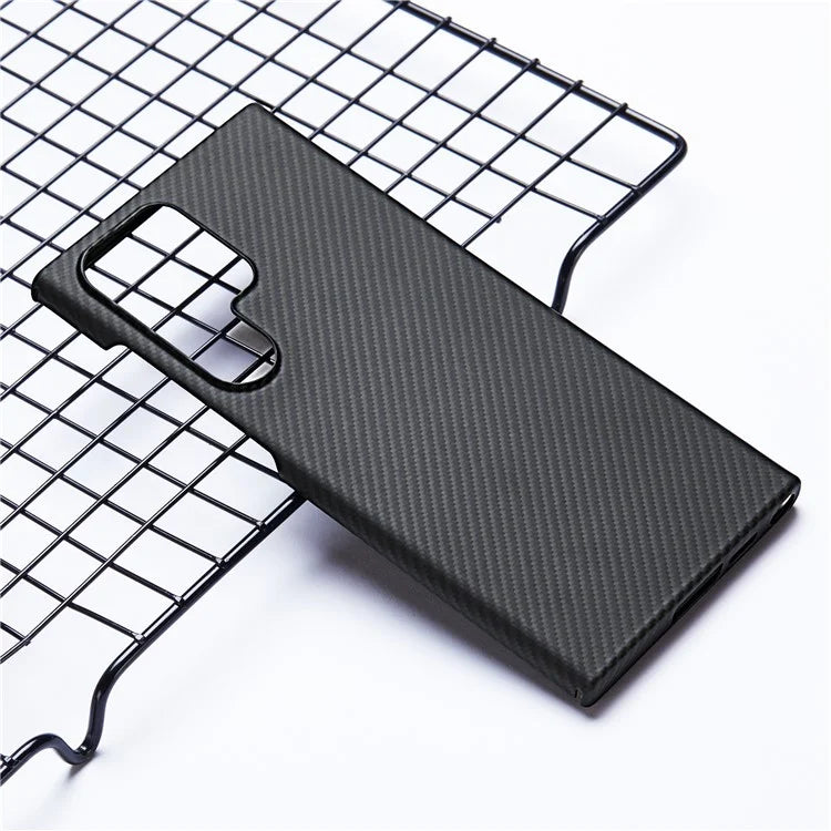 For Samsung Galaxy S22 Ultra 5G Slim Case 600D Fine Texture Aramid Fiber Black Phone Cover