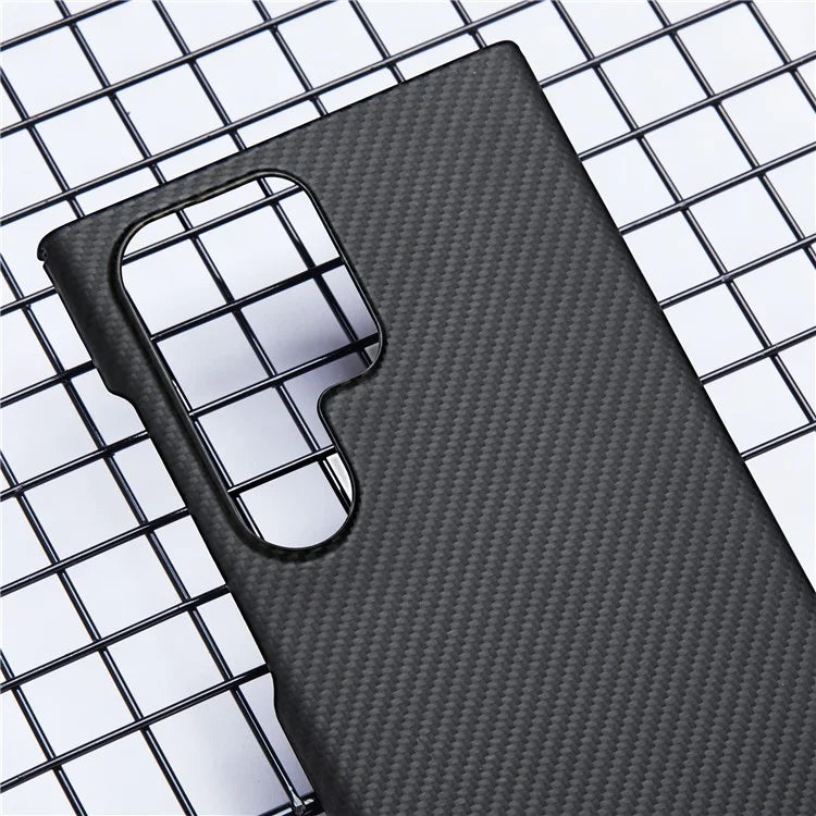 For Samsung Galaxy S22 Ultra 5G Slim Case 600D Fine Texture Aramid Fiber Black Phone Cover