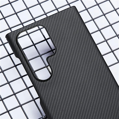 For Samsung Galaxy S22 Ultra 5G Slim Case 600D Fine Texture Aramid Fiber Black Phone Cover