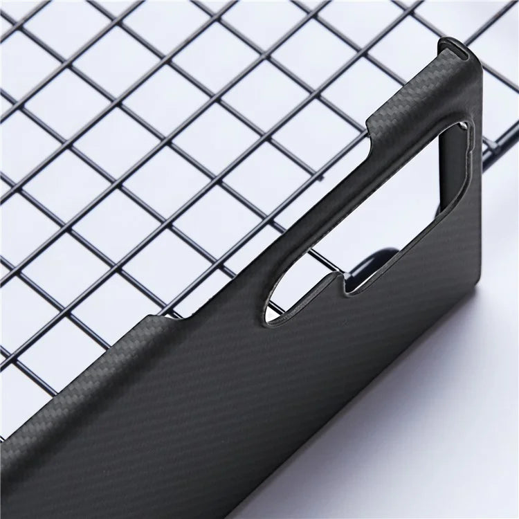 For Samsung Galaxy S22 Ultra 5G Slim Case 600D Fine Texture Aramid Fiber Black Phone Cover